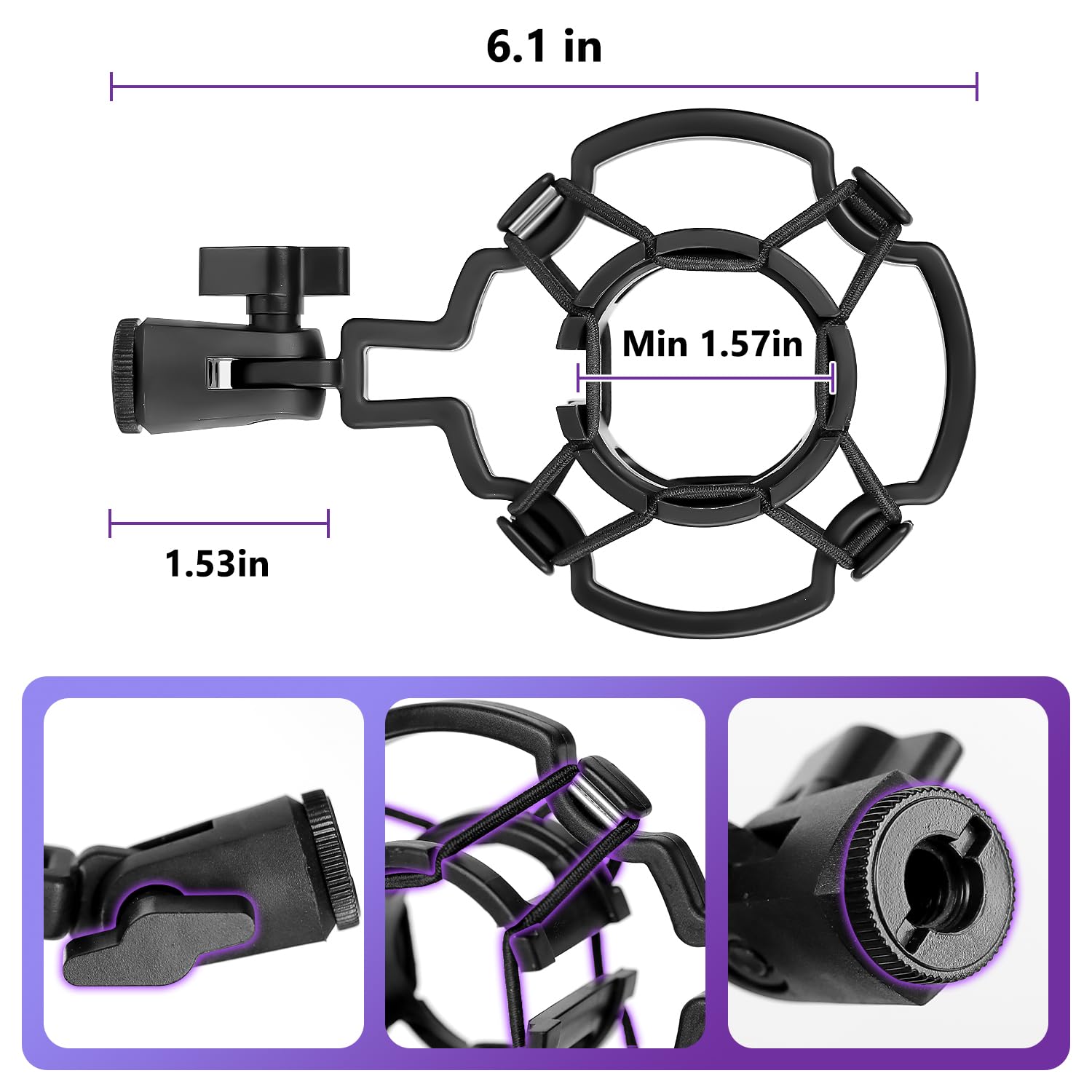 Support de microphone de bureau réglable avec pied en métal stable, support antichoc, coupe-vent, pince de microphone et adaptateur pour microphone AT2020, HyperX QuadCast, Blue Yeti, Shure