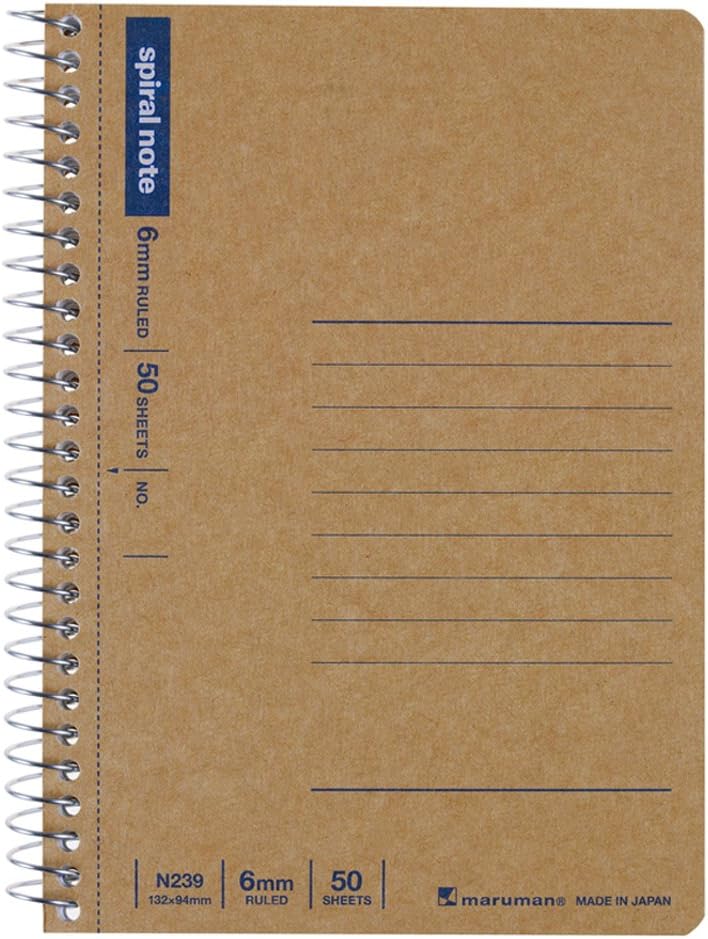Maruman N239 Ring Notebook, 0.2 inch (6 mm), Ruled, Basic, A6, 50 Sheets, 10 Pack Set