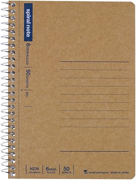 Maruman N239 Ring Notebook, 0.2 inch 6 mm, Ruled, Basic, A6, 50 Sheets, 10 Pack Set