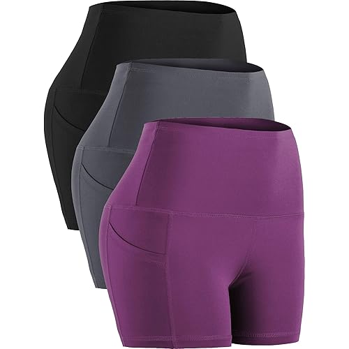 CADMUS High Waist Athletic Shorts for Womens Yoga Fitness Workout Running Shorts with Deep Pockets