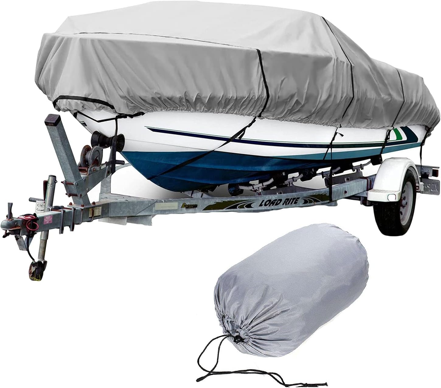 RTMX&kk 420D Trailerable Funda De Lancha Impermeable Extra Grande para Embarcación Resistente Fundas para Barco Duradera Protección UV para V-Hull Lancha De Pesca Y Esquí,25to27FT
