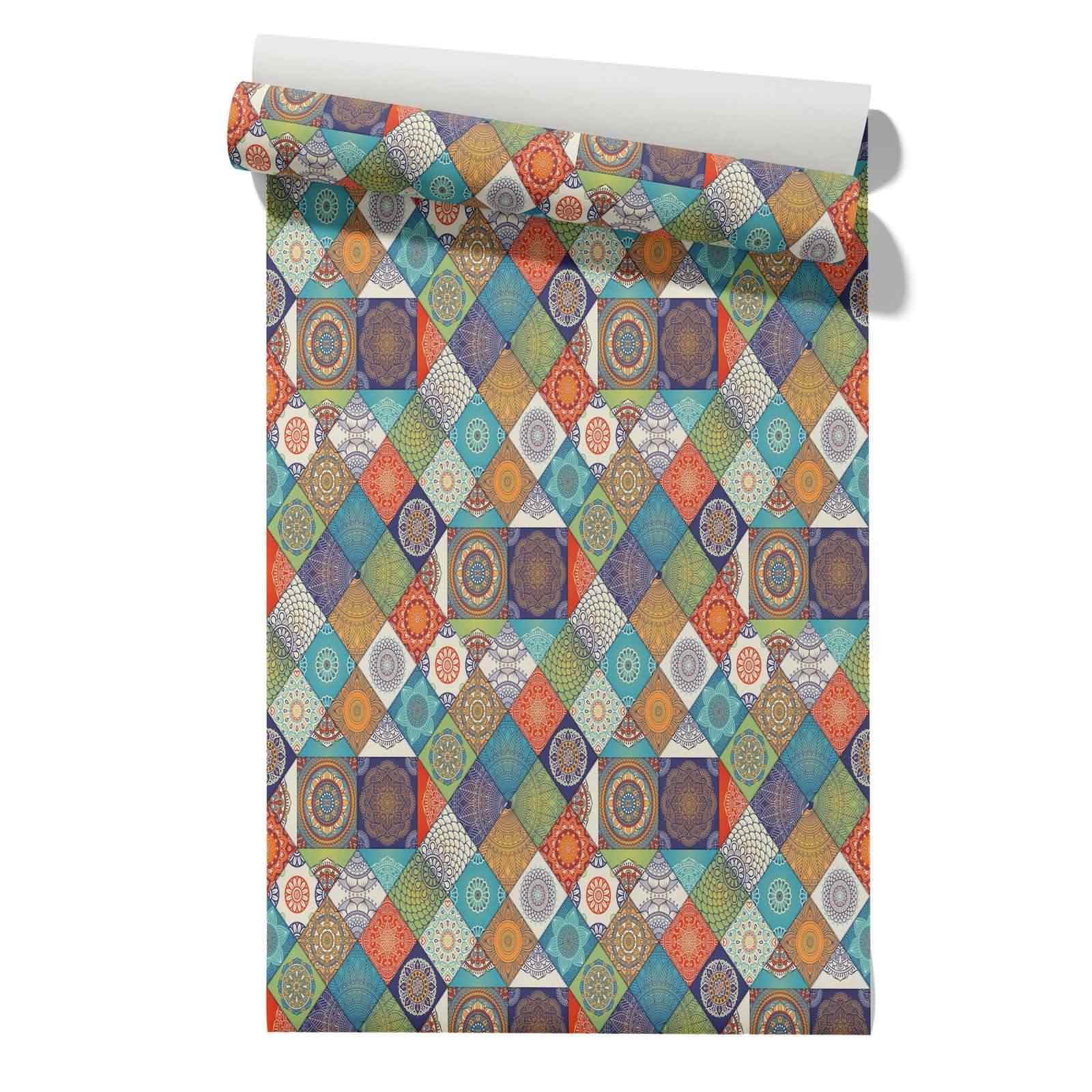 CEVAN Living Room Wallpaper Feature Drawer Liner Mat Mandala Ethnic Retro 45x300cm