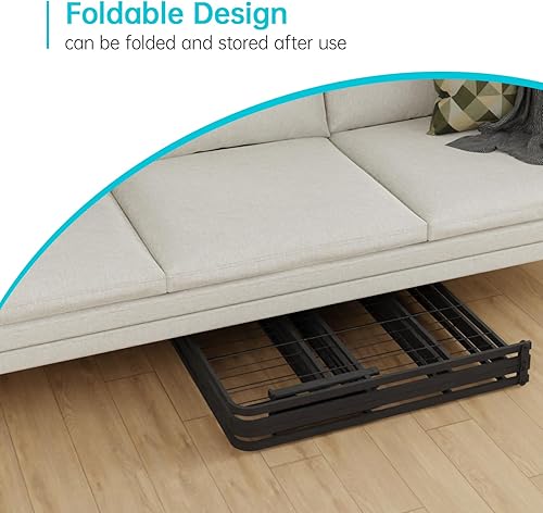 Miniatura 27 de Marco de cama de metal corto Queen con plataforma de metal plegable, listones de acero recubiertos duraderos con instalación sin herramientas, sin