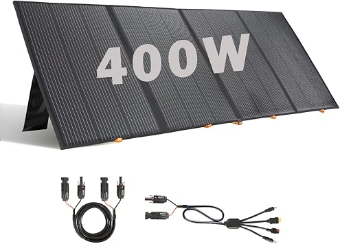 400W Solar Panel, Portable Foldable Solar Charger with Kickstand and Cables,36V Output Solar Charger for Power Station Off Grid Outdoor Activities, RV, Marine,Camping, Solar Generator, IP67 Waterproof