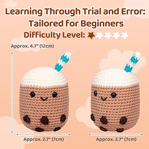 Miniatura 6 de Mewaii Kit de ganchillo para principiantes, kit completo de bricolaje con más de 40% de hilo de cinta preiniciado tutoriales en video paso a paso