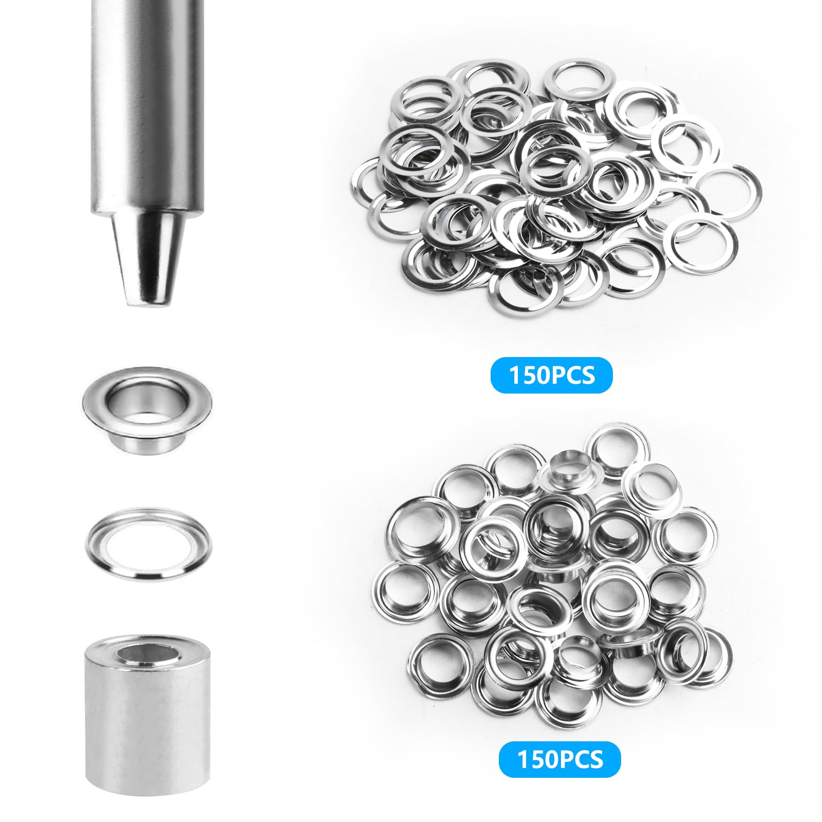 153 Set Grommet Tool Kit, Professional Eyelet Punch Kit 10mm, Grommets Eyelets Punch Kit - Image 4