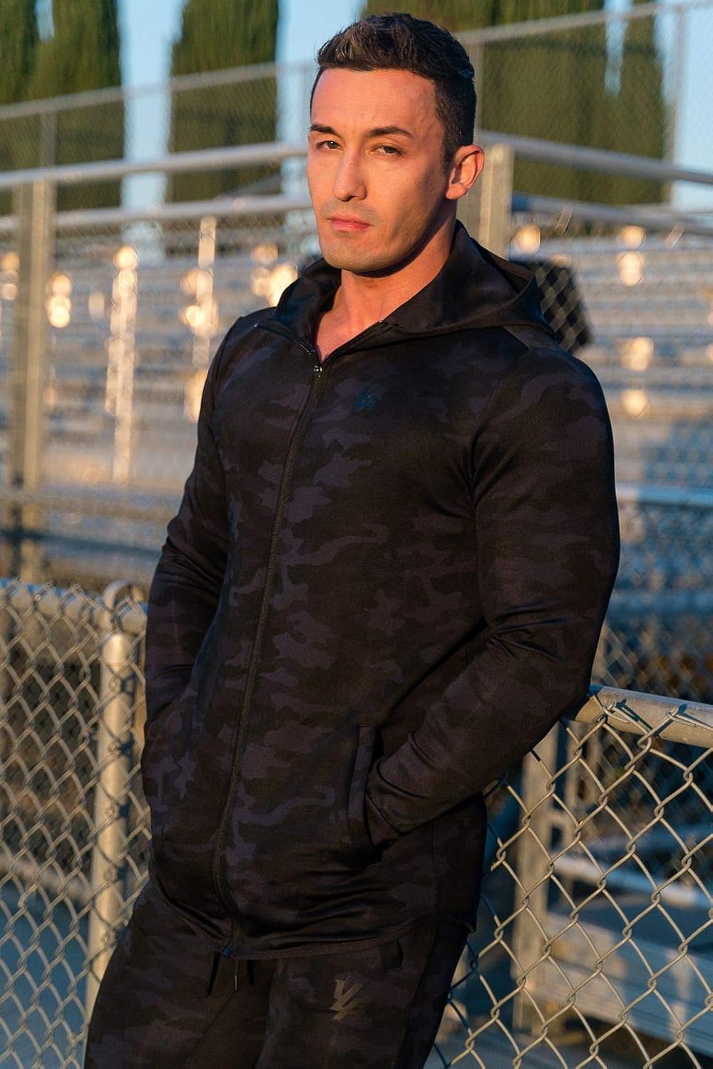 YoungLA Track Jacket Men Zip Up with Hood & Pockets | Athletic Gym Workout Training Jackets | 529 at  Men’s Clothing store