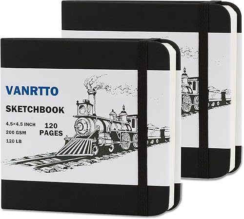 Miniatura 1 de Cuaderno de bocetos de tapa dura, cuaderno de bocetos cuadrado con papel de dibujo grueso de 120 libras200 GSM, 120 páginas60 hojas, bloc de bocetos