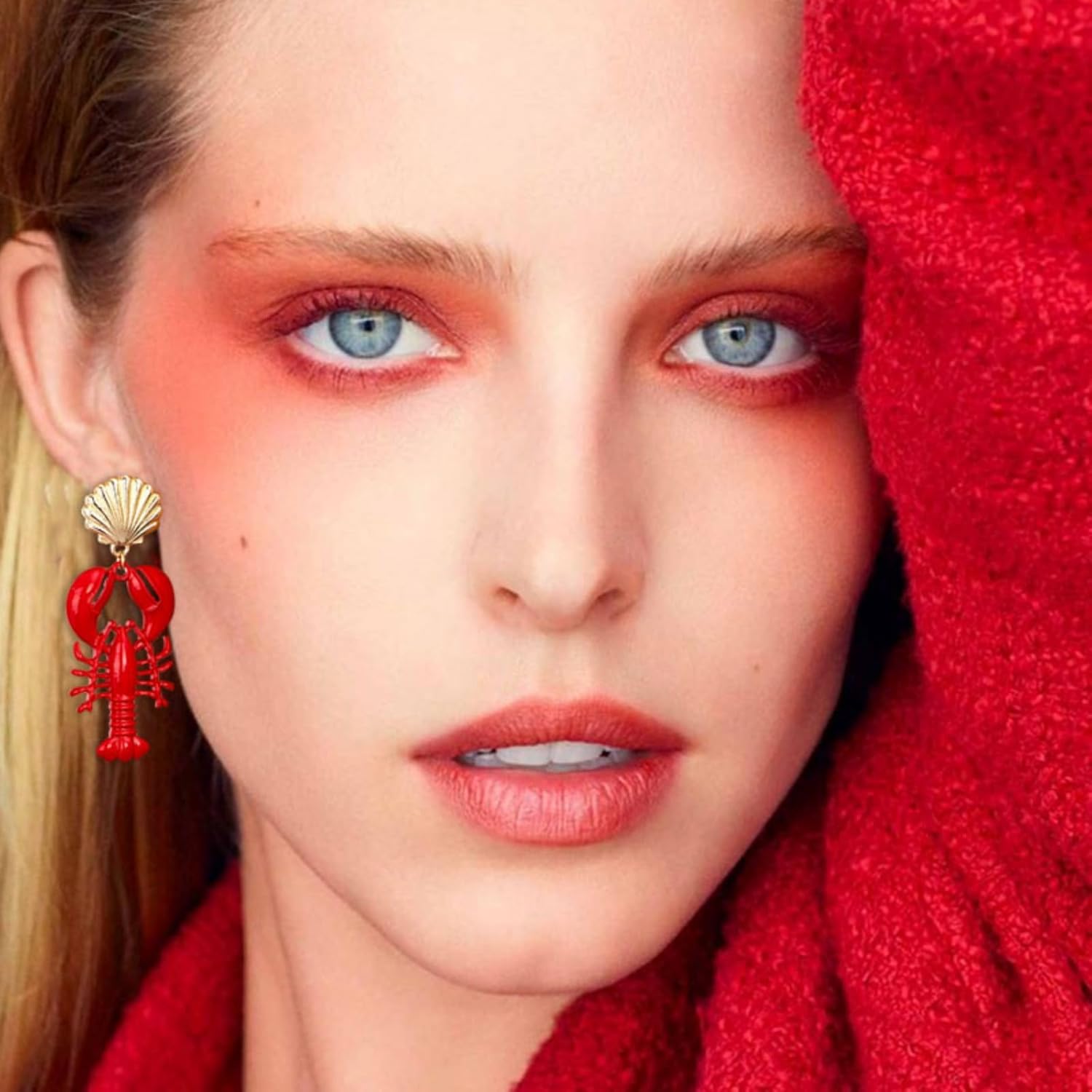 Red Lobster Crayfish Earrings for Women Fashion Ocean Shell Lobster Animals Dangle Earrings Halloween Christmas Theme Party Jewelry - Image 3