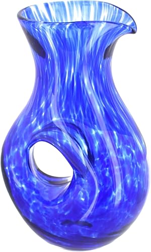 Jarra perforada con confeti de cobalto y cerámica polaca de rosa azul