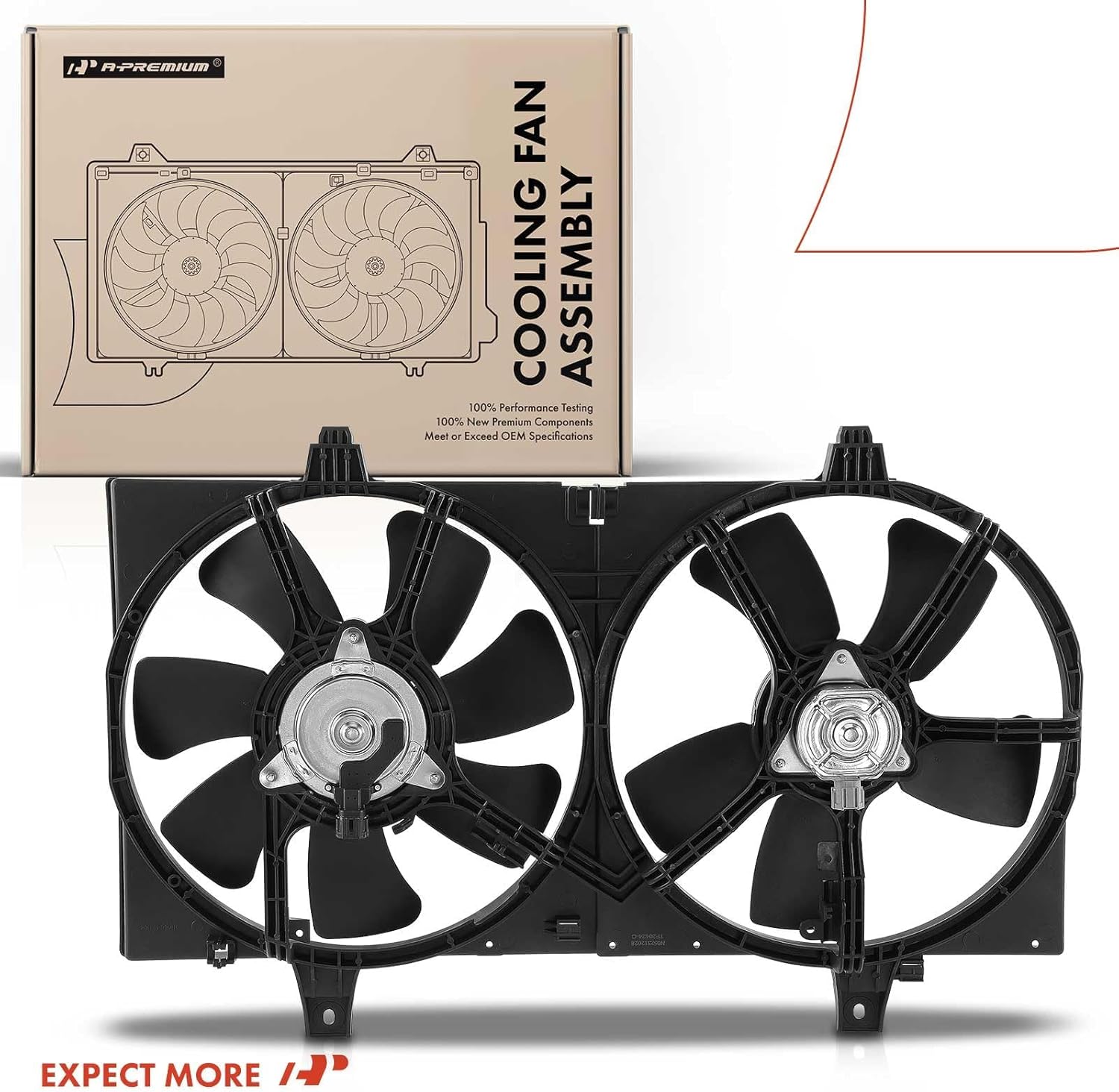 A-Premium Engine Radiator Cooling Fan Assembly Compatible with Select Nissan Models - Sentra 2002 2003 2004 2005 2006 - Replace # 214814Z320, 214814Z322