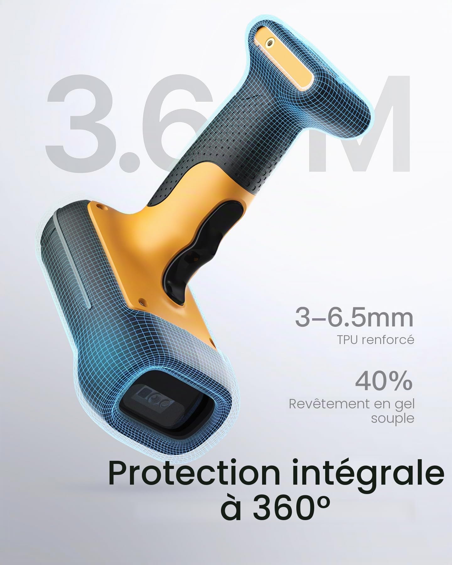 Inateck Scanner de Codes-Barres Industriel Bluetooth, Scanner de Codes 1D 2D QR sans Fil avec IP67 Étanche et Antipoussière, Handscanner avec Application et SDK, BCST-75