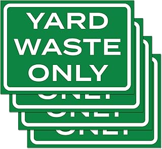 4pk Yard Waste Stickers 10" x 7" | Weatherproof Vinyl Yard Waste Only Compost Stickers for Outdoor Trash Can