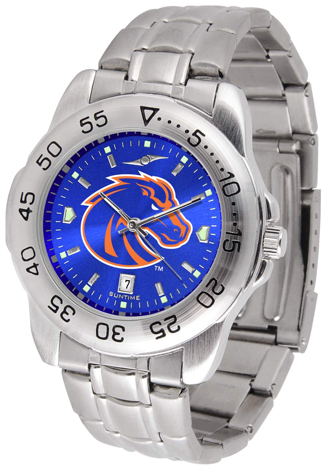 SunTime Men's NCAA Team Sport Watch, 20mm Stainless Steel Strap, Reflective Shiny Dial with Date