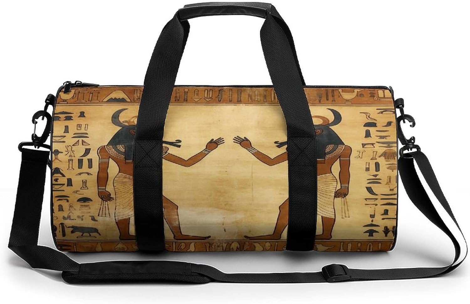 Aesthetic Sports Bag for Women Ancient Egyptian Printed Duffle Travel Bag for Men Women Mini Workout Bags Cylindrical Gym Bag