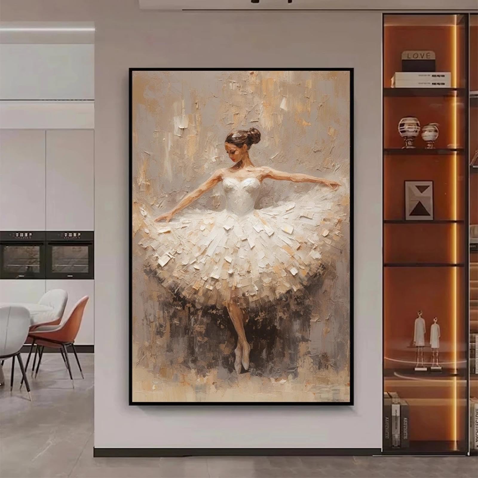 ZHUOYA Quadro Ballerina, Stampa su Tela, Grande Quadro Estetico Moderno, Quadro da Parete Ballerina per la Decorazione del Soggiorno, 70x110cm, Cornice Interna