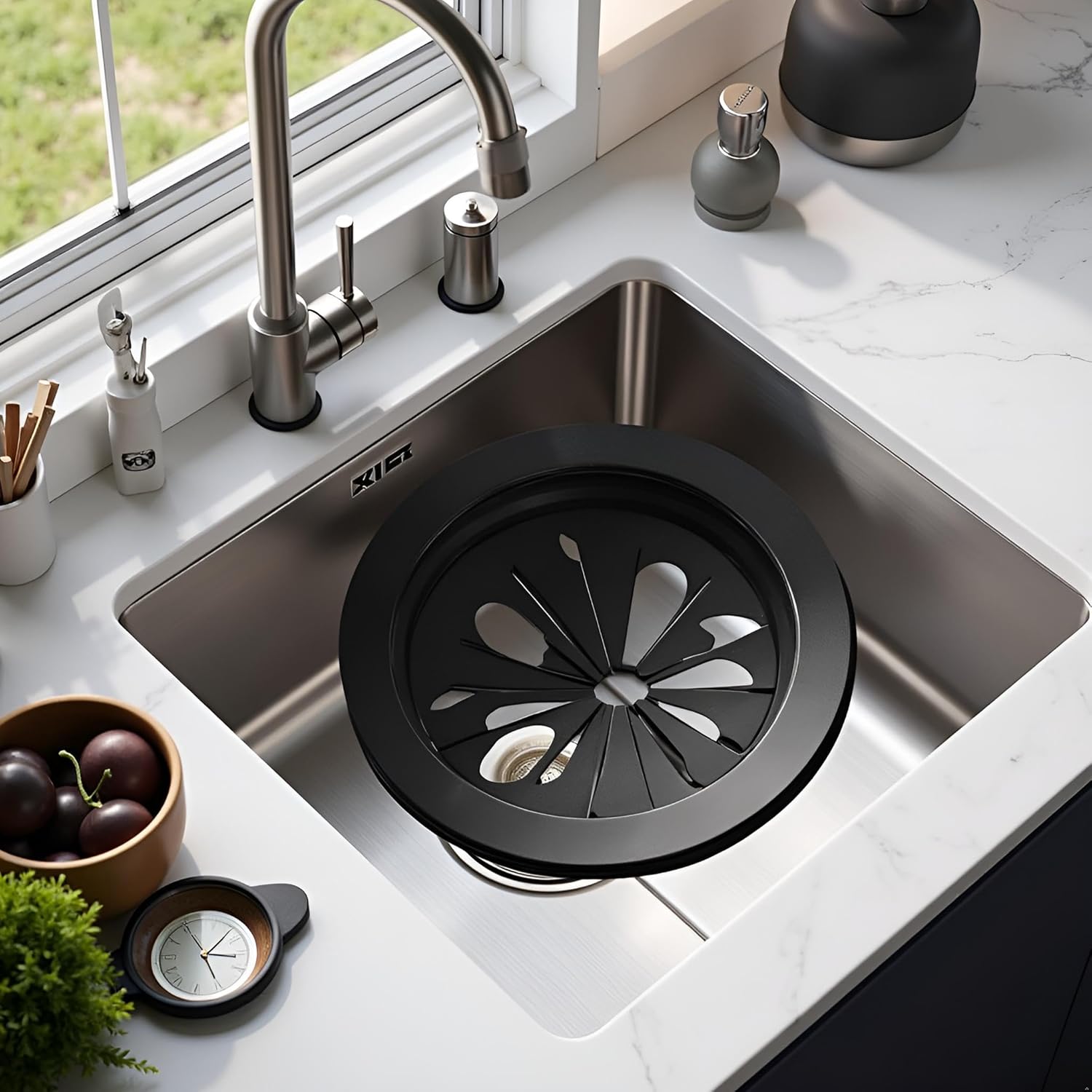 Black 3-Inch Garbage Disposal Splash Guard - Kitchen Sink Baffle Covers for Whirlaway, Waste King and GE Models - Rubber Drain Cover Disposal and Splash Protection, Garbage Disposals and Parts