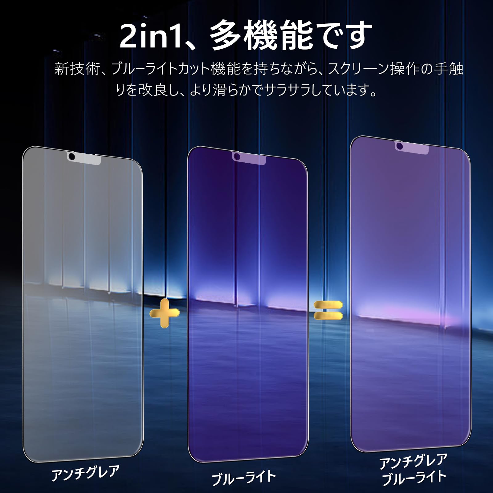 Amazon | 【アンチグレア + ブルーライトカット】 iPhone 14 ガラス