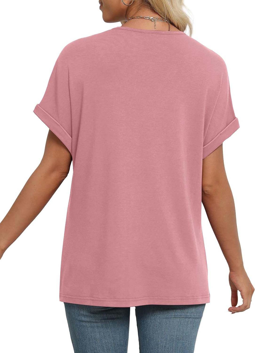 WIHOLL Womens Summer Tops Short Dolman Sleeve Shirts 2026 Fashion V Neck Outfits Clothes - Image 5