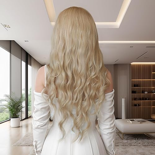 Miniatura 4 de Pelucas sintéticas rubias onduladas para mujeres, 28 pulgadas, cabello largo y rizado para cosplay, niñas y mujeres, fiesta de Halloween o uso diario