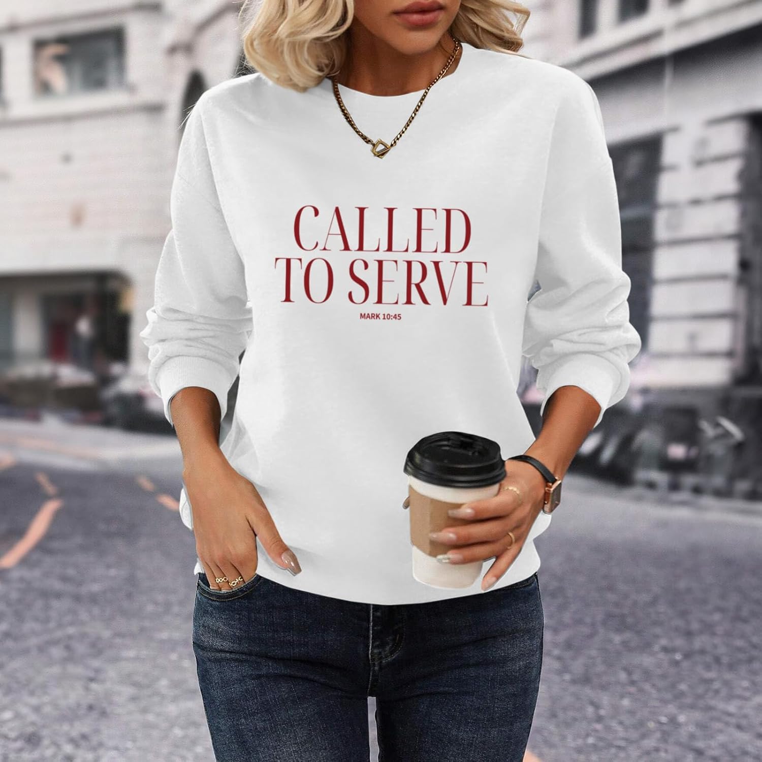 Christian Sweatshirts for Women Faith Jesus Called To Serve Graphic Sweatshirt God Religious Hoodie Pullover Tops - Image 5