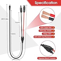 Vista 3 de Cable adaptador de conector de panel solar a CC de 0.315 in, cable de extensión de conectores solares de 6 pies y 14 AWG con DC 0.217x0.098 in