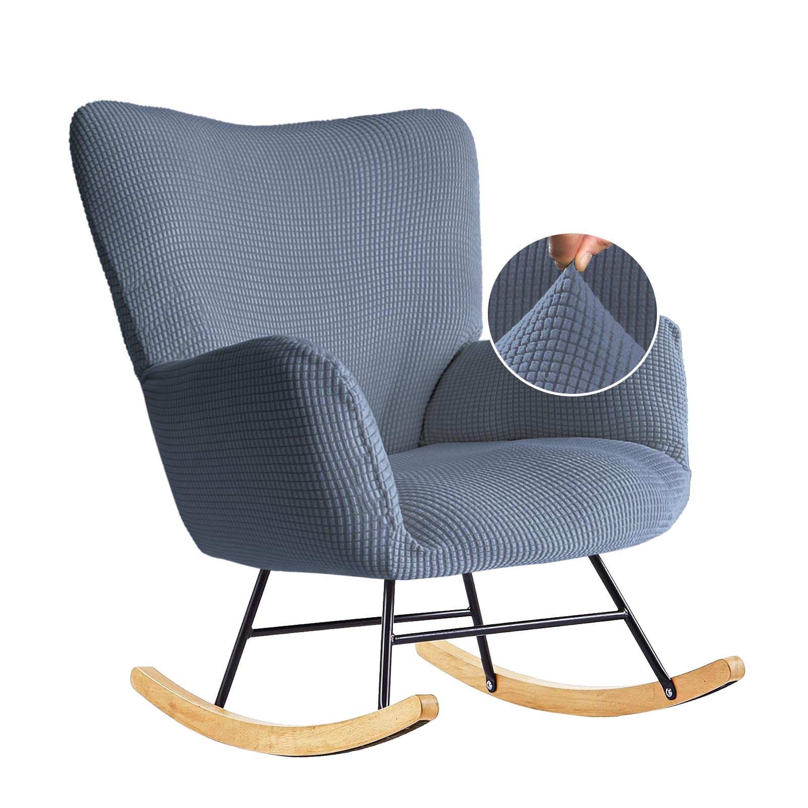 Dipurman Nursery Rocking Chair Cover,1 Piece Glider Chairs Cover Slipcovers,Soft with Elastic Bottom Spandex Jacquard Small Checks,Furniture Protector