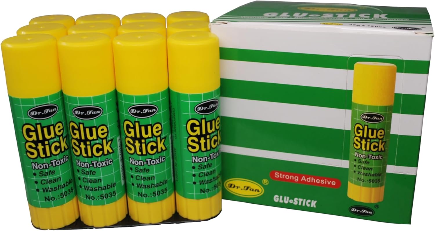 3D Printer Glue Sticks – Extra Wide Gluesticks for Superior 3D Printer Bed Adhesion – Non Toxic, Washable, Great First Layer Adhesion for All 3D Printing Materials (12 Pack)