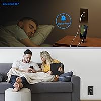 Vista 7 de ELEGRP Cargador USB de pared, receptáculo USB con puertos USB tipo A y tipo C, enchufe dúplex de 15 amperios resistente a manipulaciones NEMA 5-15R