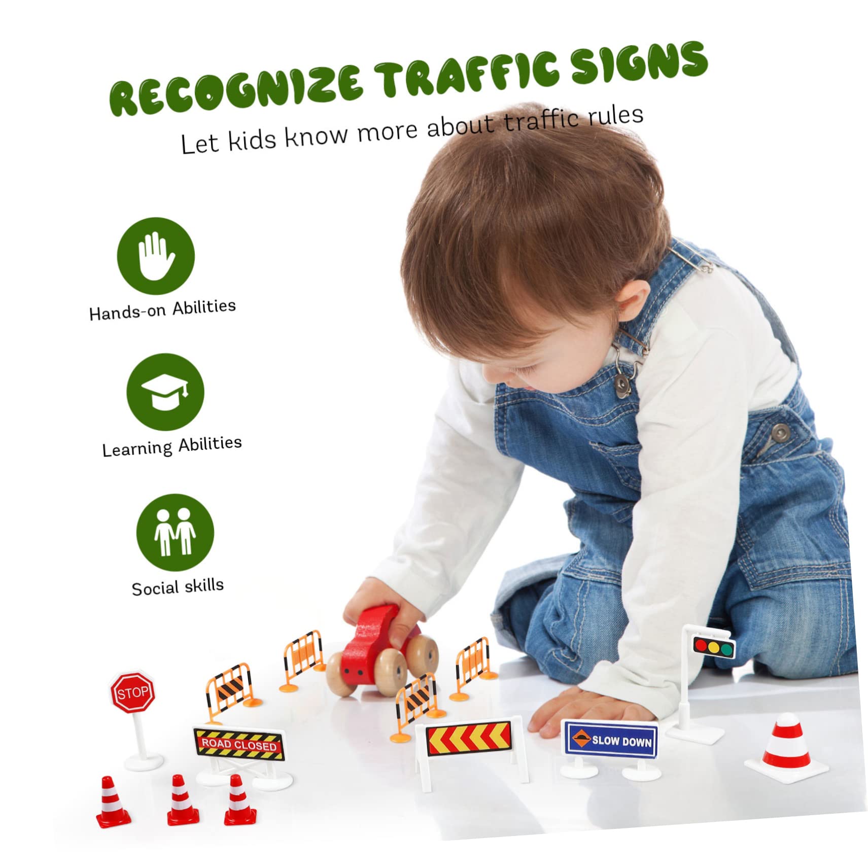 Ensemble de Jouets Circulation en Plastique Cônes et Panneaux de Signalisation pour Garçon et Filles, Modèle Simulation Créative pour Démonstrations Routières
