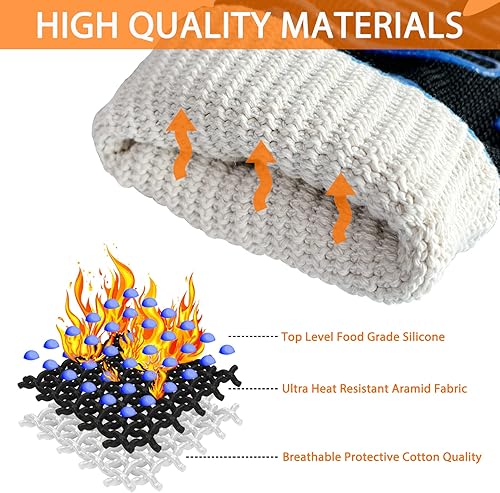 Miniatura 2 de 932F Guantes resistentes al calor extremo de seguridad para barbacoa horno EN407certificados gruesos pero ligeros para cocinas ollas y para el