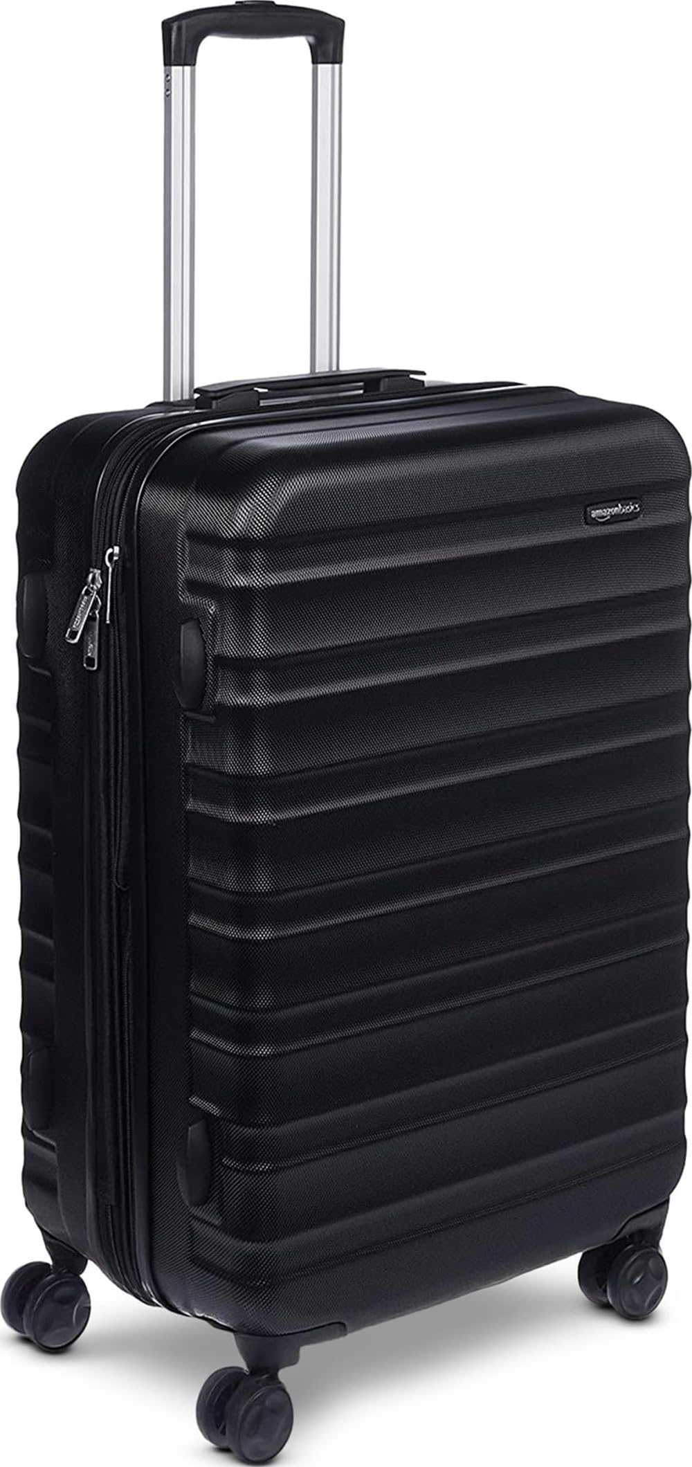 Amazon Basics 26" Hardside Medium Checked Luggage, Expandable For Up to 15% More Space, With Scratch-Resistant Surface, Four Multi-directional Wheels, Black Black Medium Checked