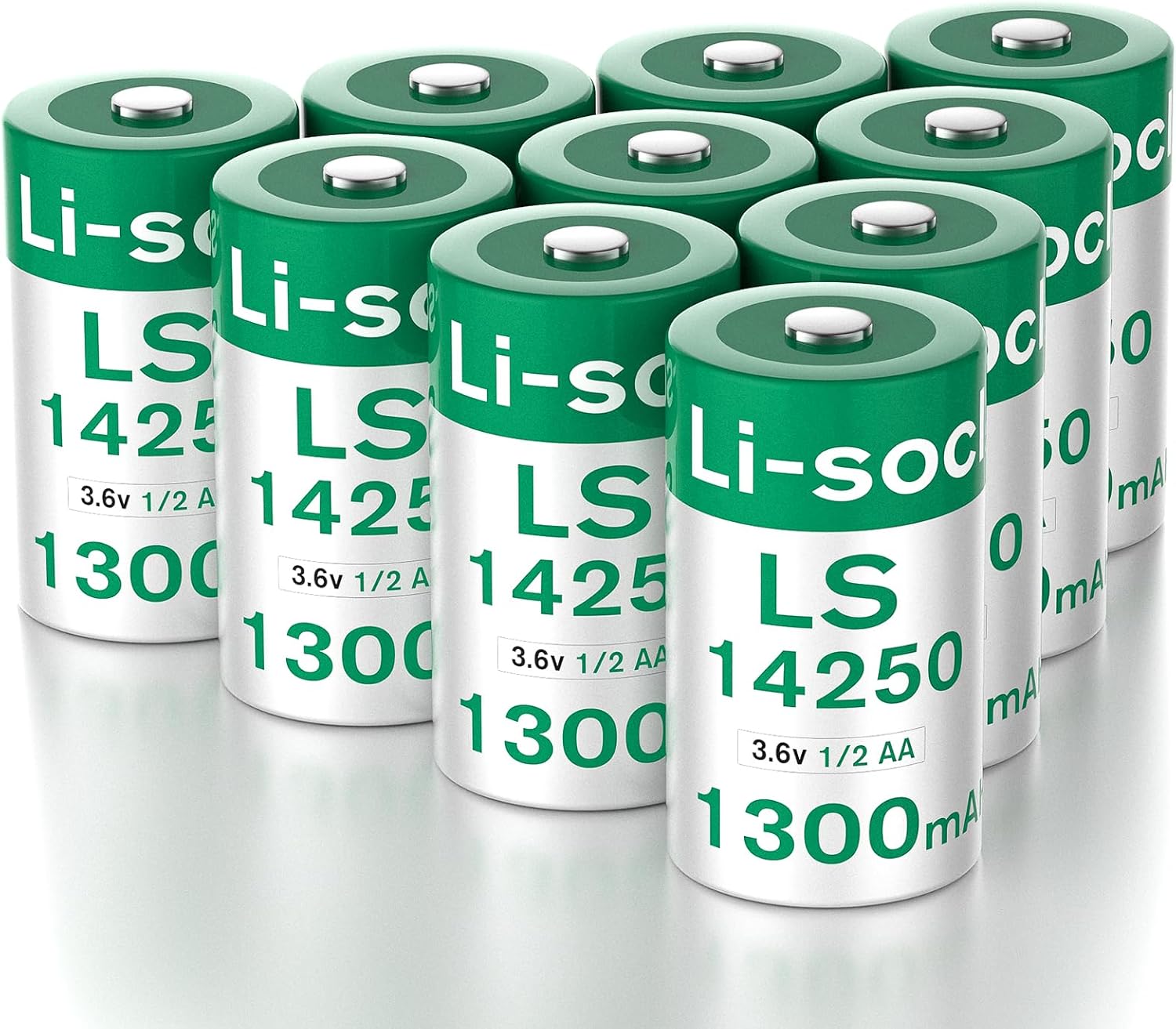 Pack of 10 LS14250 1/2AA 3.6 V 1300 mAh lithium battery non-rechargeable ER14250 batteries for water meters electric meters medical instruments and devices etc