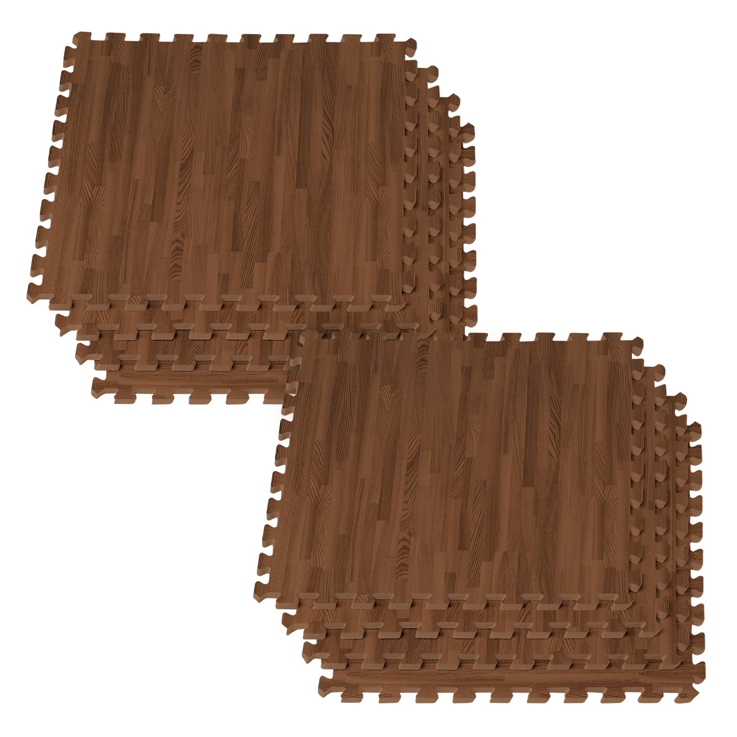 Interlocking Foam Mats Soft | 60x60cm Eva Exercise Mat | Rubber Matting Non-Slip for Gym | Wood Thick Yoga Mat | Exercise Mat for Home, Gym, Or Office (Dark Wood Brown, 8 TILES (32 Square Feet))
