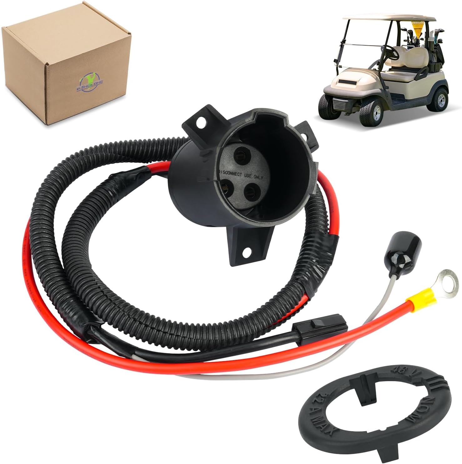 Panglong Club Car Precedent Charger Receptacle with Socket Trim-Club Car Precedent Charger Port, 48 Volt Charger DC Receptacle Port, Fits 2004-2013 Club Car Precedent Electric, OEM #103375501