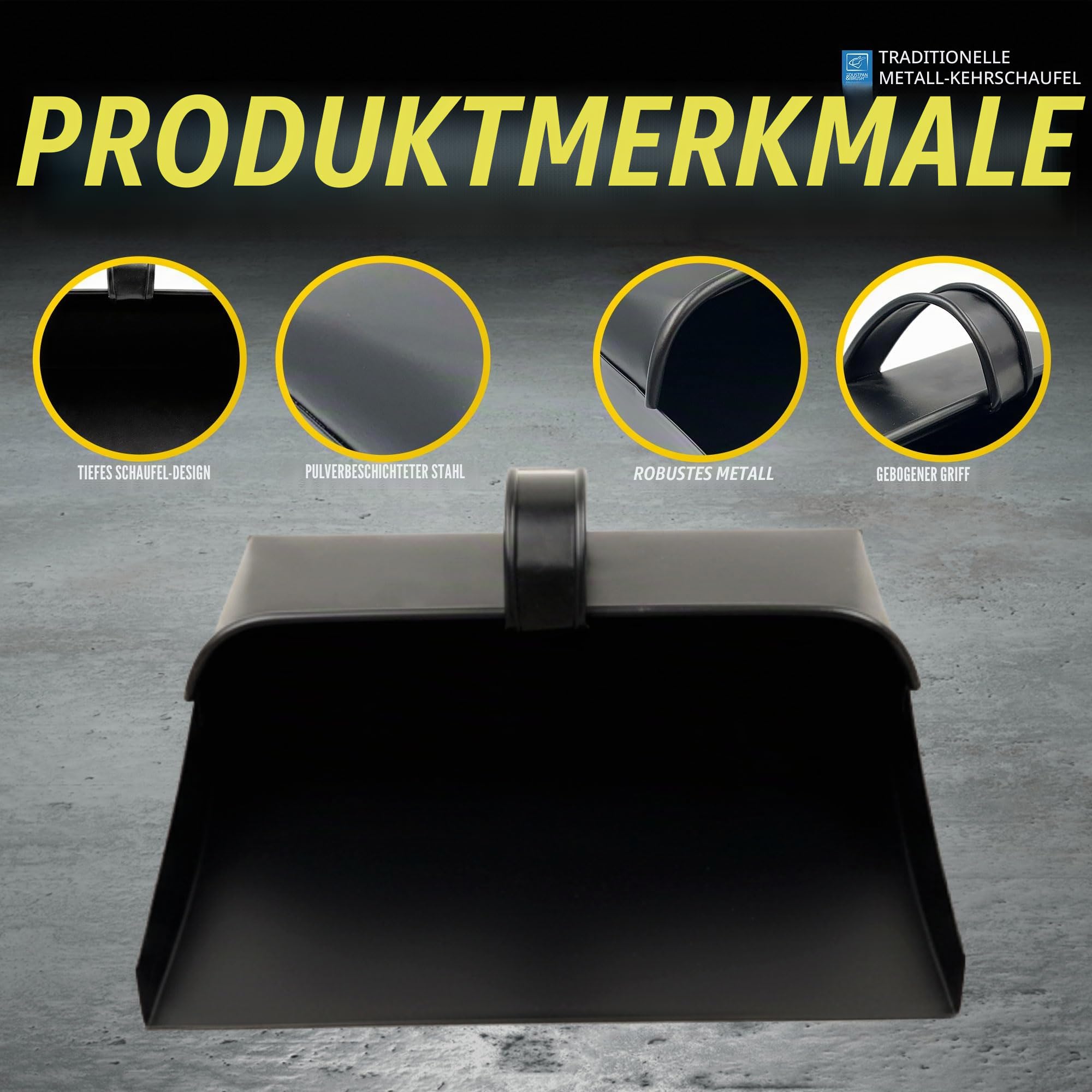 Traditionelles großes Metall-Kehrblech mit Haube und Griff - Handschaufel eignet Sich für Heißabfälle - 12 Zoll / 310mm breit von The Dustpan und Brush Store