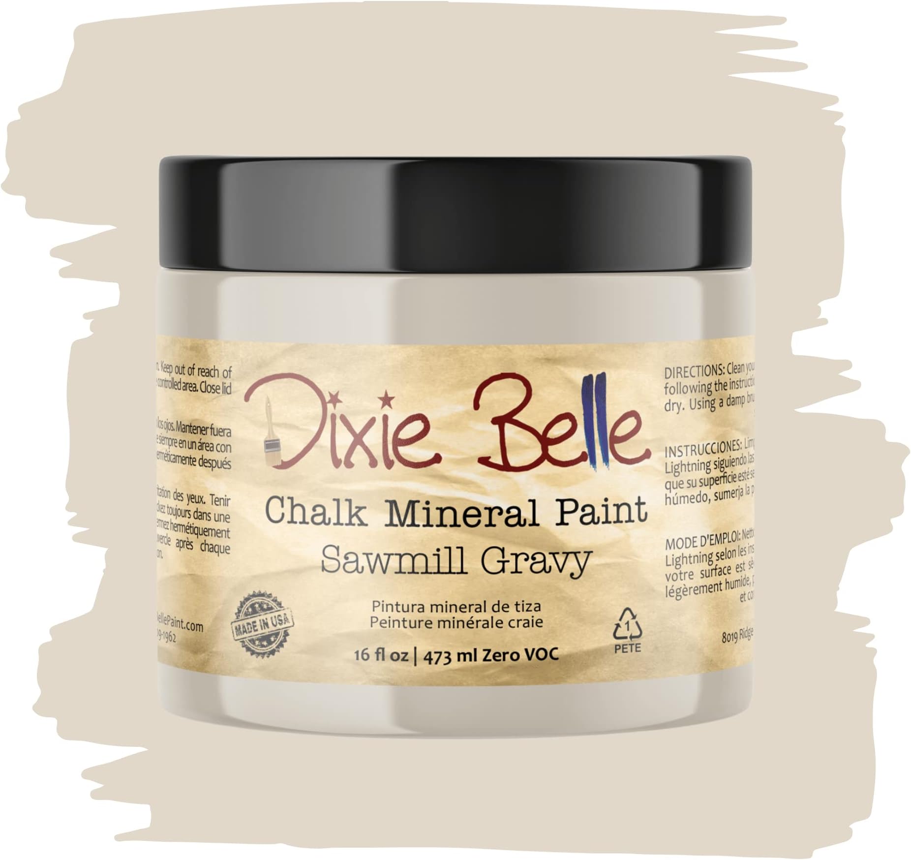 Chalk Finish Furniture Paint | Sawmill Gravy (16oz) | Matte Smooth Beige Chic Chalk Mineral Paint | DIY Furniture Paint