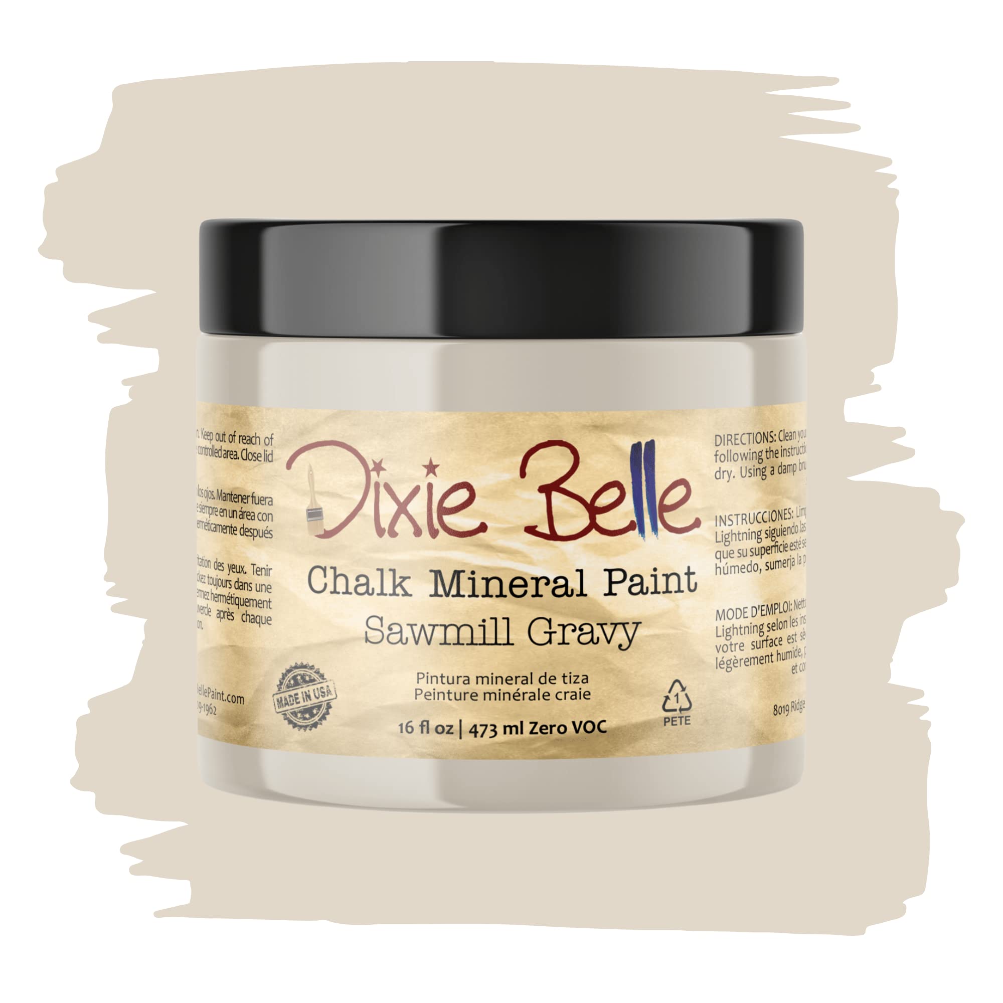 Chalk Finish Furniture Paint | Sawmill Gravy (16oz) | Matte Smooth Beige Chic Chalk Mineral Paint | DIY Furniture Paint