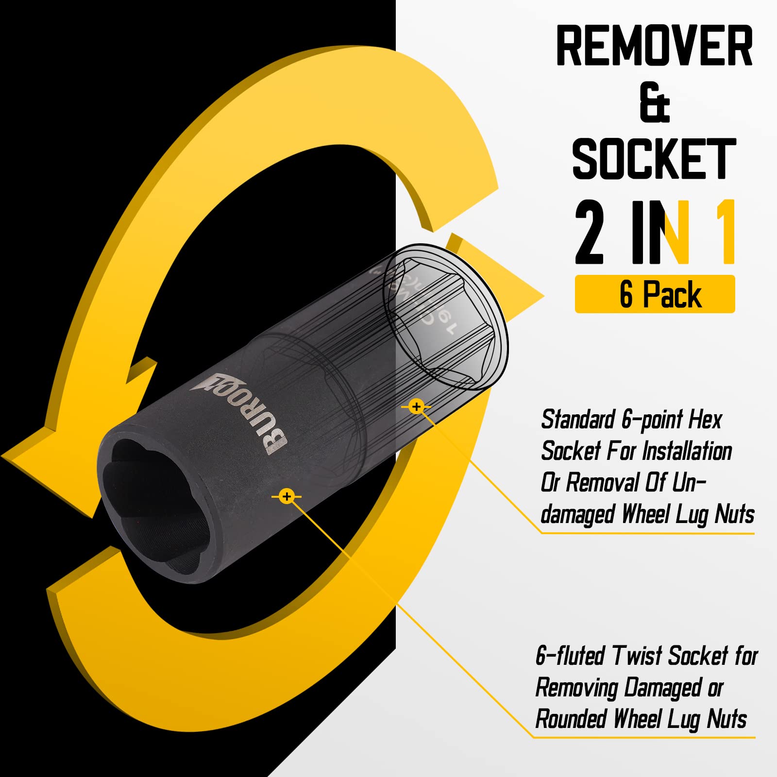 Bolt 5 Pc Twist Socket Set 4 Damaged Worn Lug Nut And Lock Remover... Extractor Socket Set - Foto 11