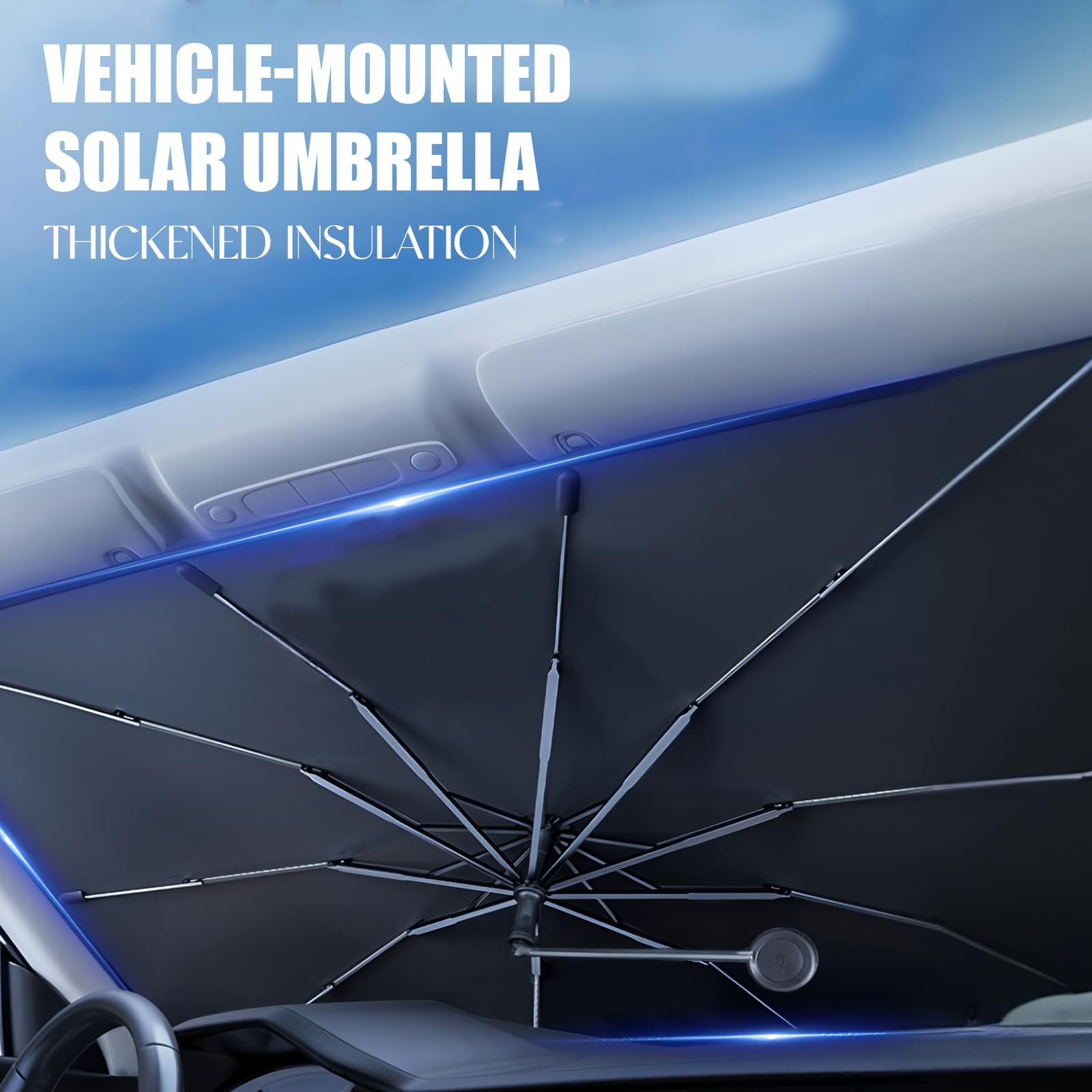 Pare Soleil Voiture Pare Brise Avant, CompraFun Pliable Parapluie Pare-Soleil Voiture 140 X 75 Cm, Protection UV Et Isolation Thermique, Pour La Plupart Des Autos, SUV, Camions