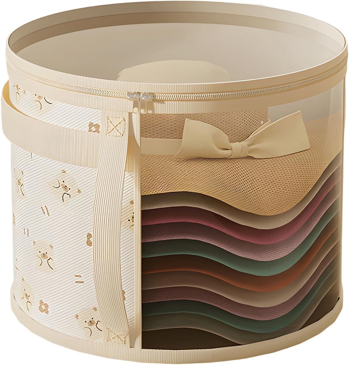 JISRKP Hat Boxes with Lids, 42x28cm Large Capacity Hat Storage Organizer for Travel, Wardrobe, and Church Events, Durable Fabric Ideal for Fashion Enthusiasts and Travelers