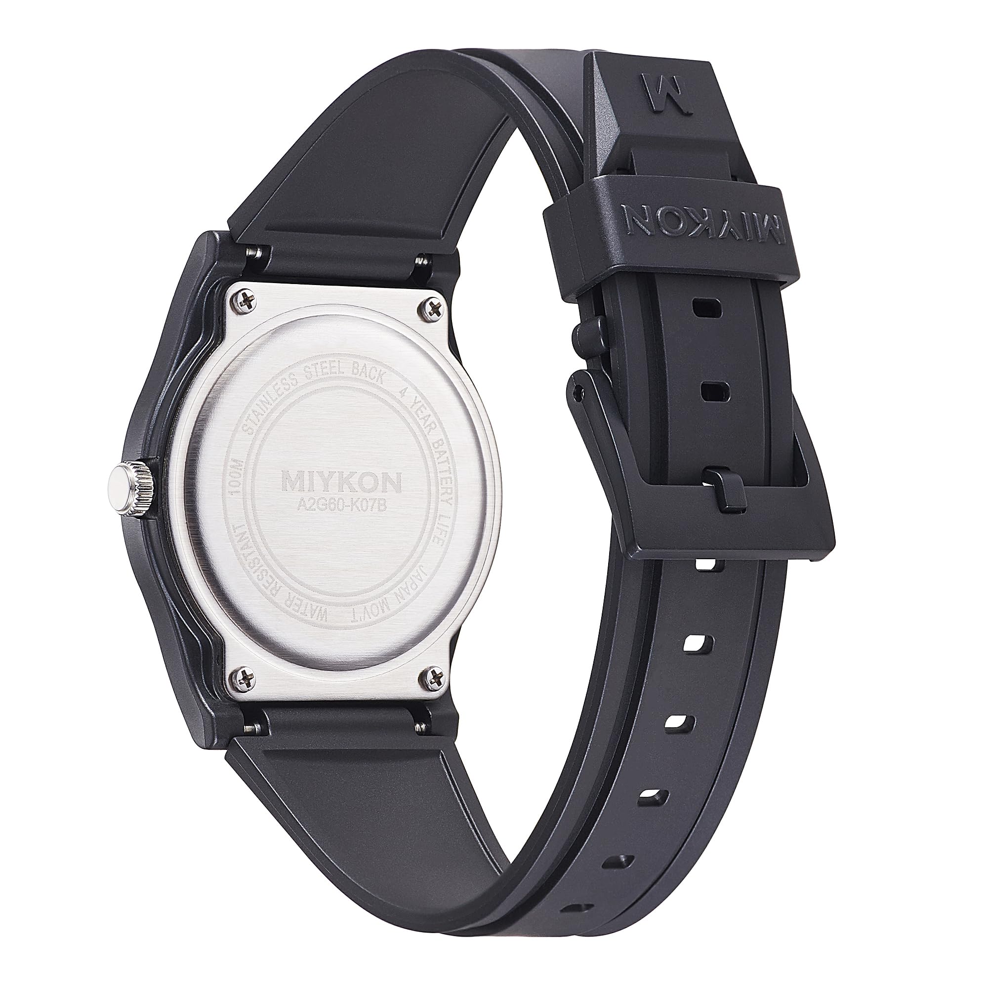 Miykon Montre étanche pour homme | Montre analogique décontractée noire facile à lire | Résine légère et résistante aux chocs, aiguilles et trotteuse lumineuses, quartz japonais avec autonomie de 4
