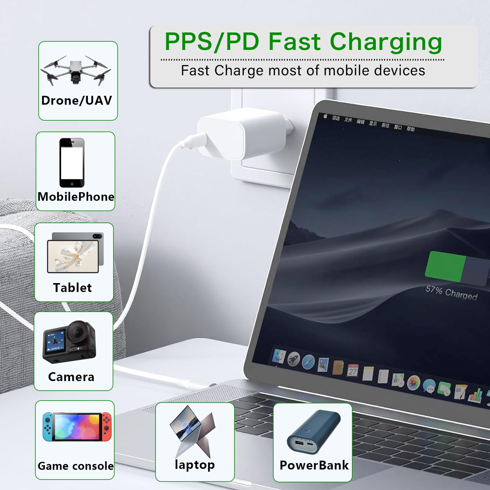 Szybka ładowarka Hypercharge 120W+kabel 1m do Xiaomi 15 Mix Flip Mi Turbo Adapter dla Redmi Note 14 13 Gniazdko ścienne do POCO USB C Tablet Laptop Telefon Ładowarka podróżna UE