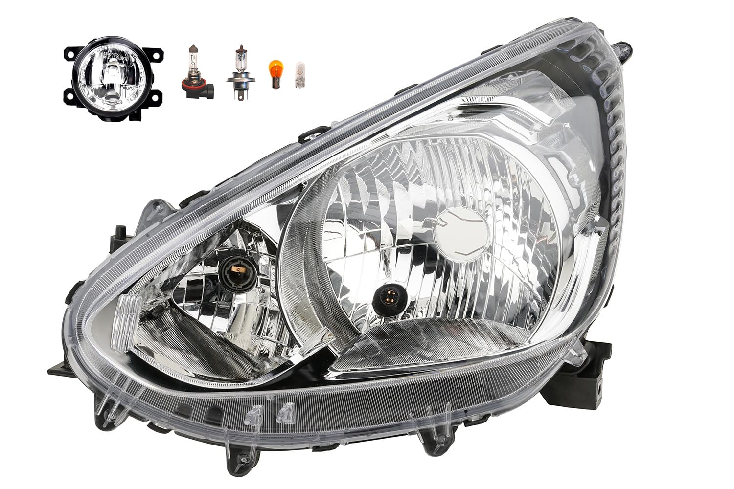 Johns, Faros delanteros halógenos aptos para Mitsubishi Space Star 12 12-20 H4 izquierda + faros antiniebla + bombilla