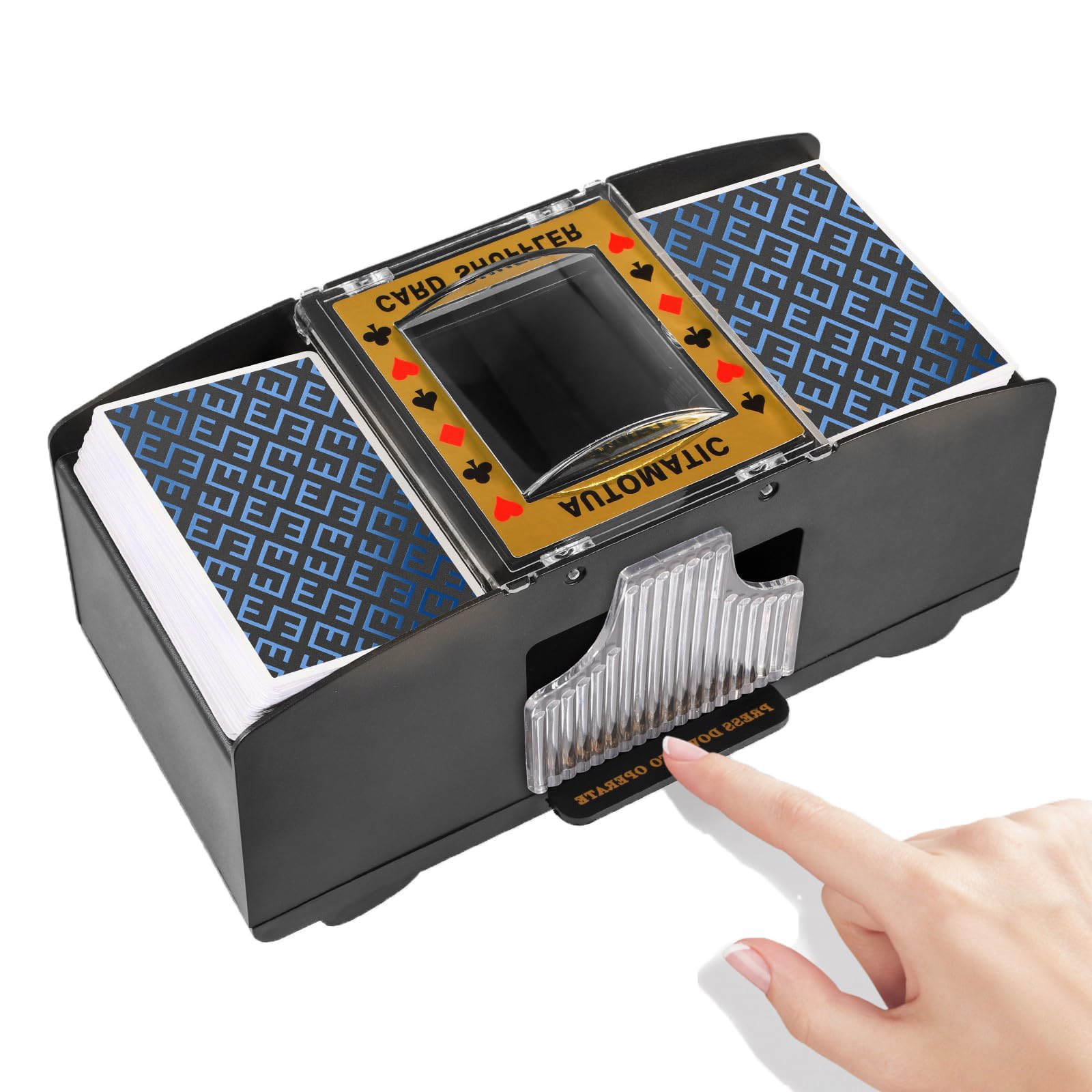 ZIKSUN Poker Shuffler Machine 1-4 Deck, Battery Operated Automatic Card Dealer, Electric Card Shufflers Playing Poker/UNO/Bridge Game Accessories for Family Party Club