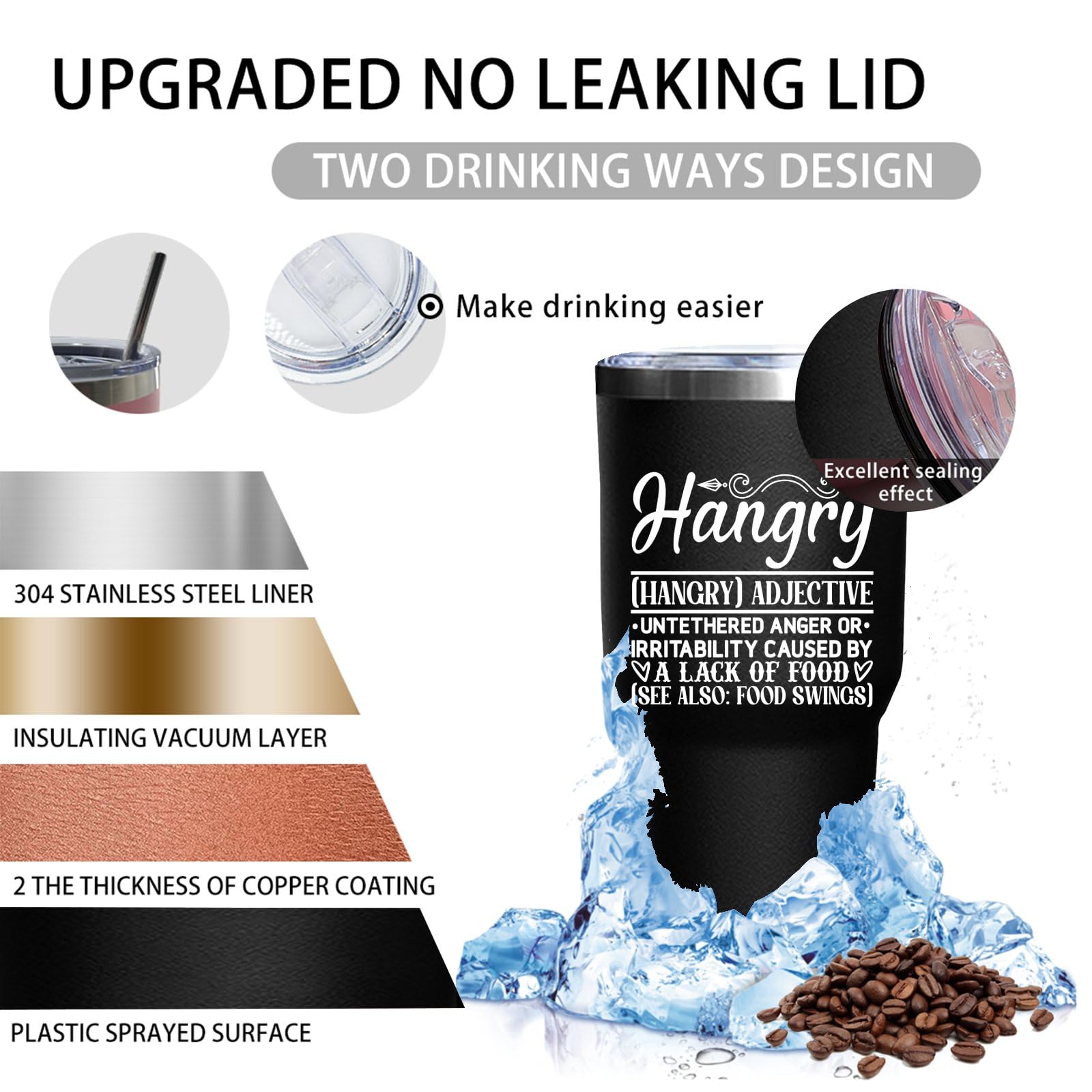 Amazon.com | Drouerby Coffee Tumbler Hangry adjective Tumbler Insulated for  Hot and Cold Stainless Tumbler with Lids and Straws for Daughter for  Office: Tumblers & Water Glasses