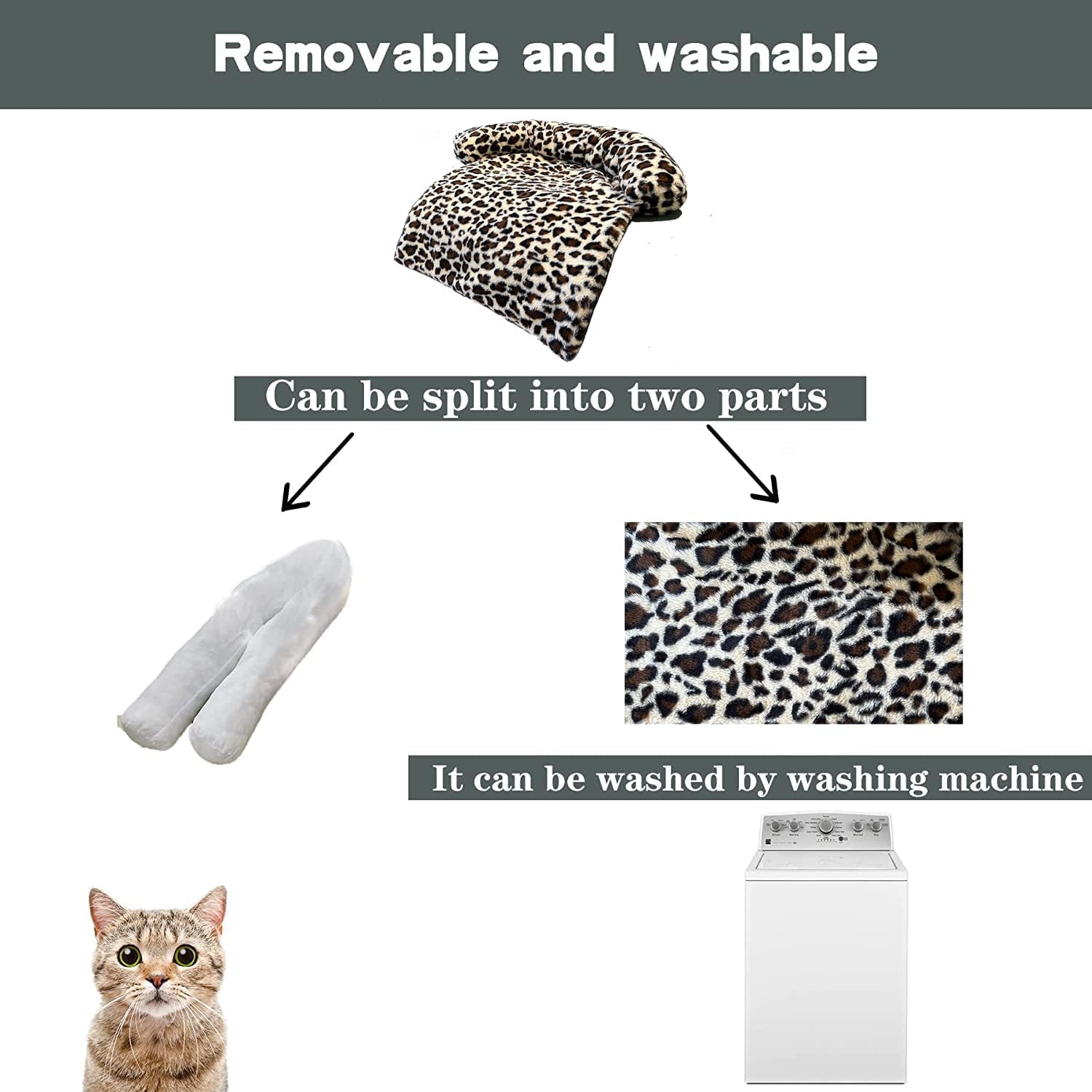 Dog/Cat Sofa Bed Mat Cover Soft Plush, Washable Couch Cover Pet Mat for Furniture Protector（Brown Leopard，M）