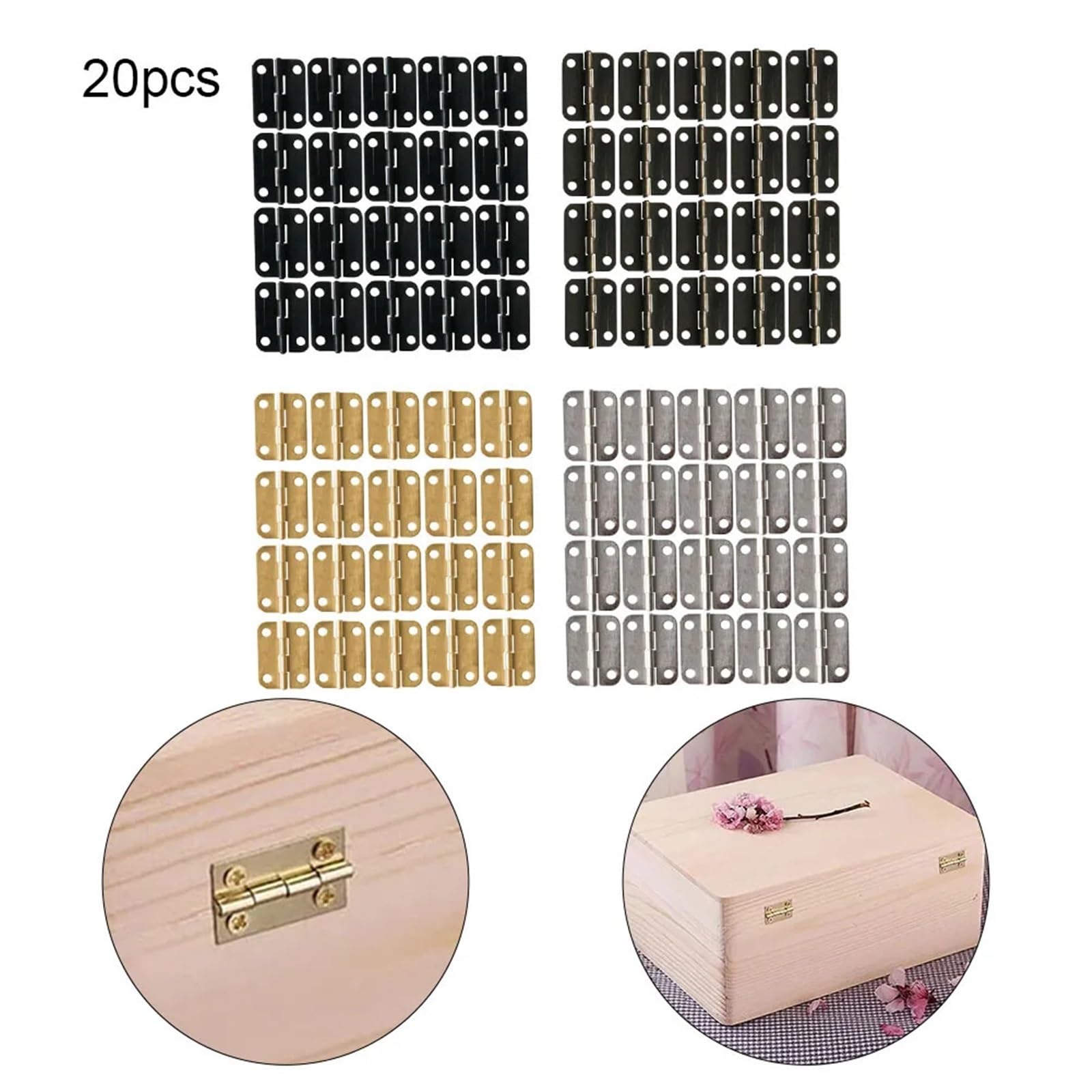 20 szt. Mini zawias antyczna biżuteria skrzynia prezent wino drewniane pudełko obudowa dekoracyjny sprzęt meble domek dla lalek zawias drzwi (Y)
