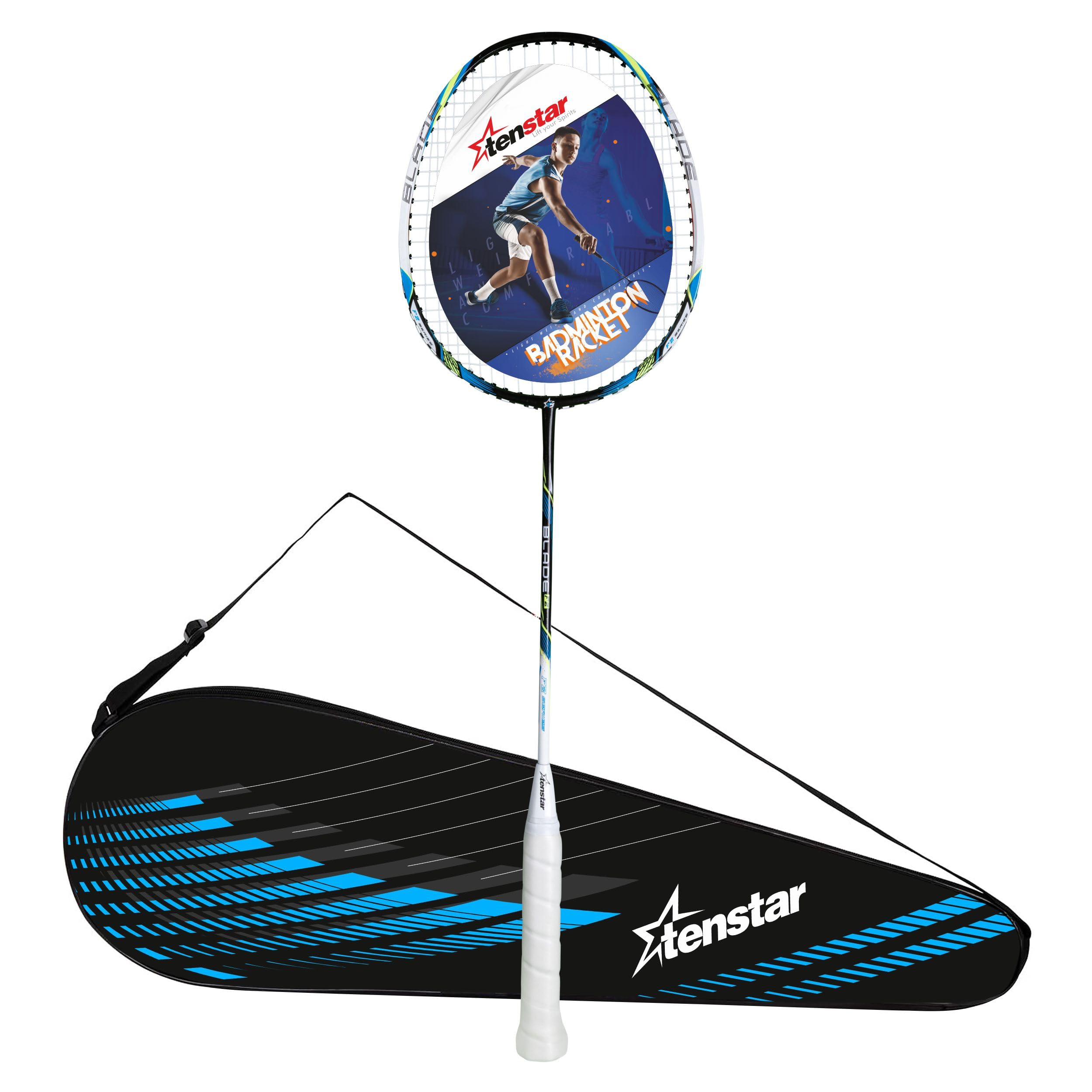TENSTAR Blade-FZ Aluminium Frame Badminton Racket with Full Cover | Specially Designed for Adults | Isosymmetric Frame | Anti-Slip Hand Grip | Uni-Sex Light Weight Racket (White)-image-14