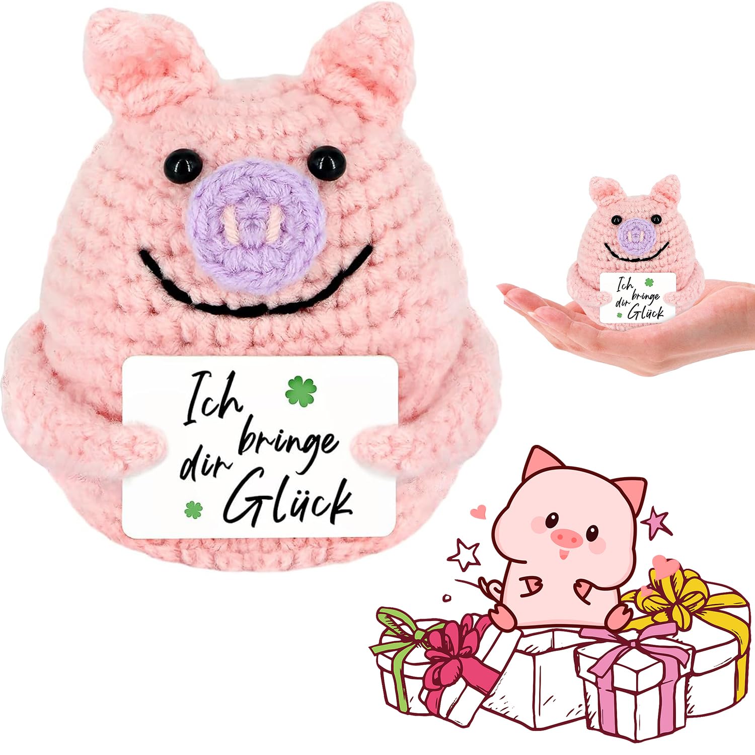 Esshogo Positive Gifts Lucky Pigs, Pocket Hug Mini Plush, Mini Plush Figures, Lucky Charm Pig, Pocket Hug Lucky Pigs, Get Well Soon Gifts, for Couples, Families